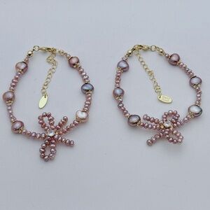 B232 Handmade Freshwater Pearl Cute Bow tie Bracelet